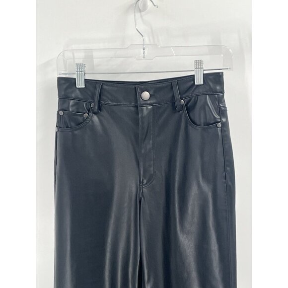 Zara Black Faux Leather 90s Wide Leg Pants Sz 2 NWT - Picture 2 of 8
